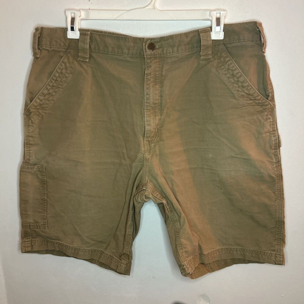 Carhartt Men's Brown Denim Khaki Shorts Size 40 Relaxed Fit Cotton Blend